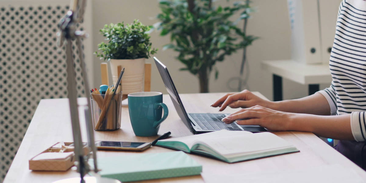 Woman working on laptop