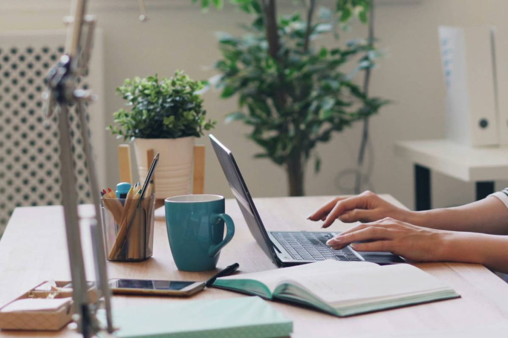 Woman working on laptop