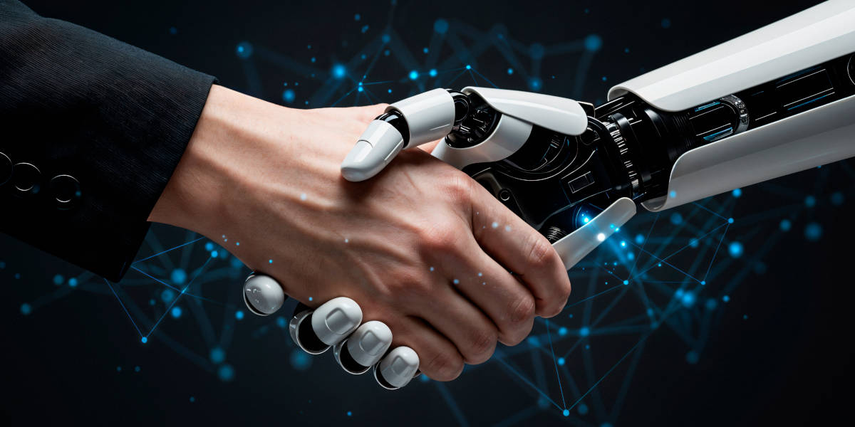 Human and robot shaking hands 2